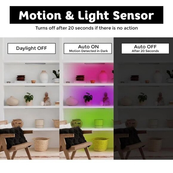 2 Pack Rechargeable Motion Sensor RGB Lights - Picture 3 of 14